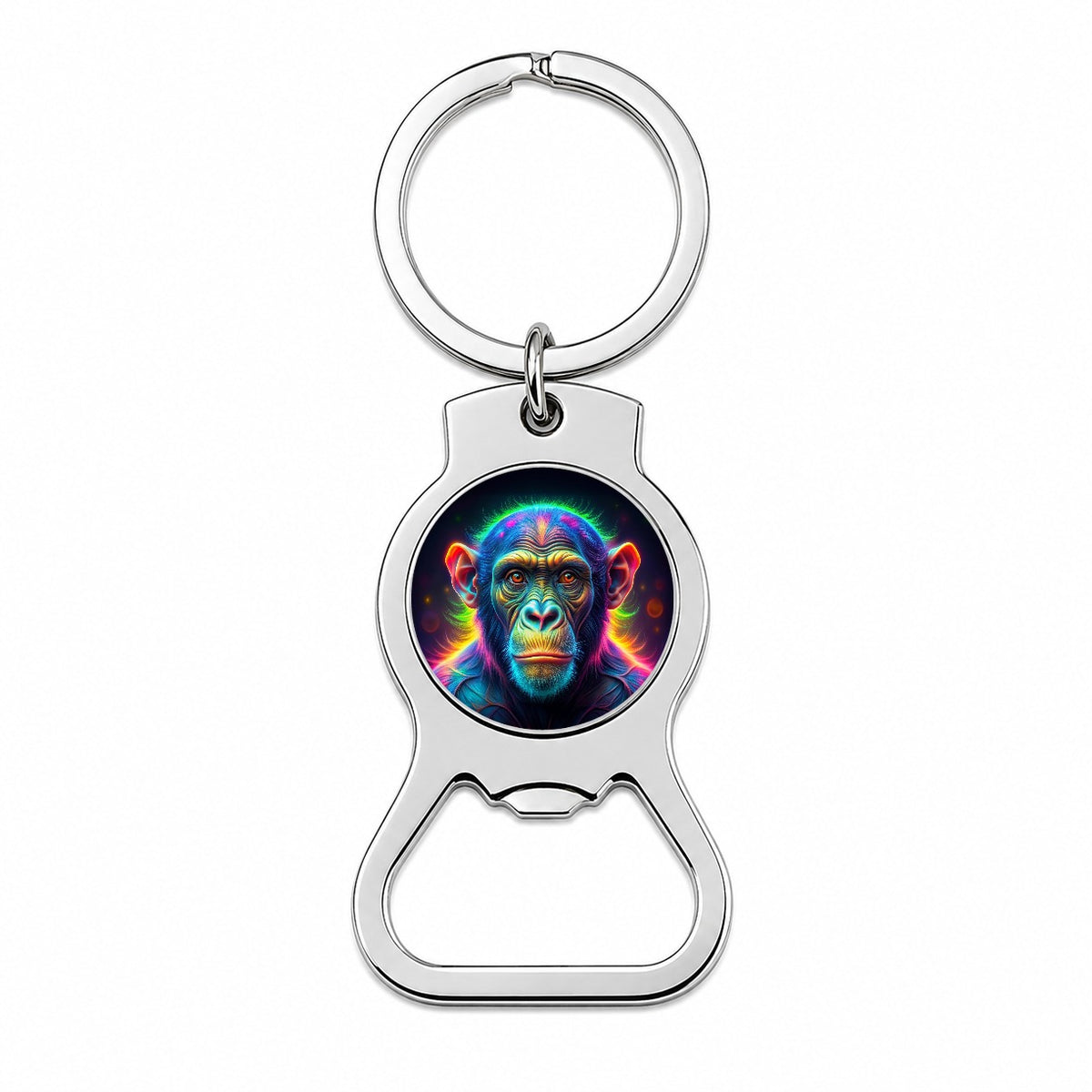 Neon Chimpanzee Monkey Bottle Opener Keychain