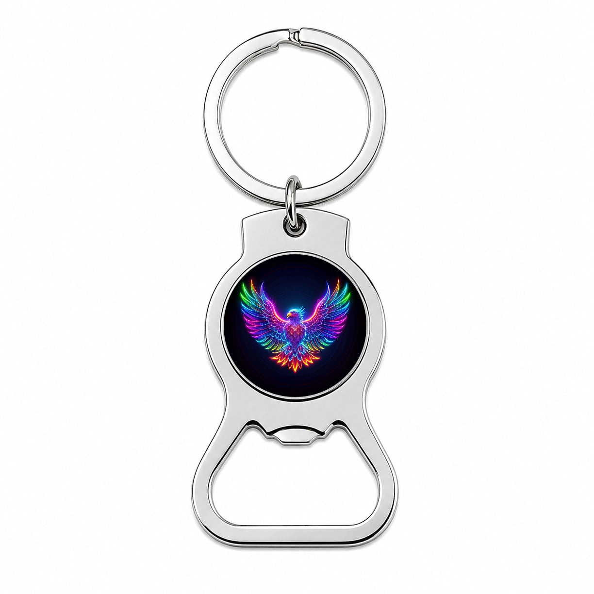 Neon Eagle Firebird Bird Bottle Opener Keychain