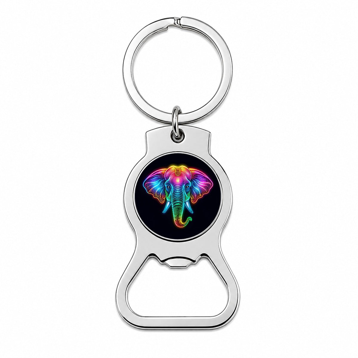 Neon Elephant Face Bottle Opener Keychain