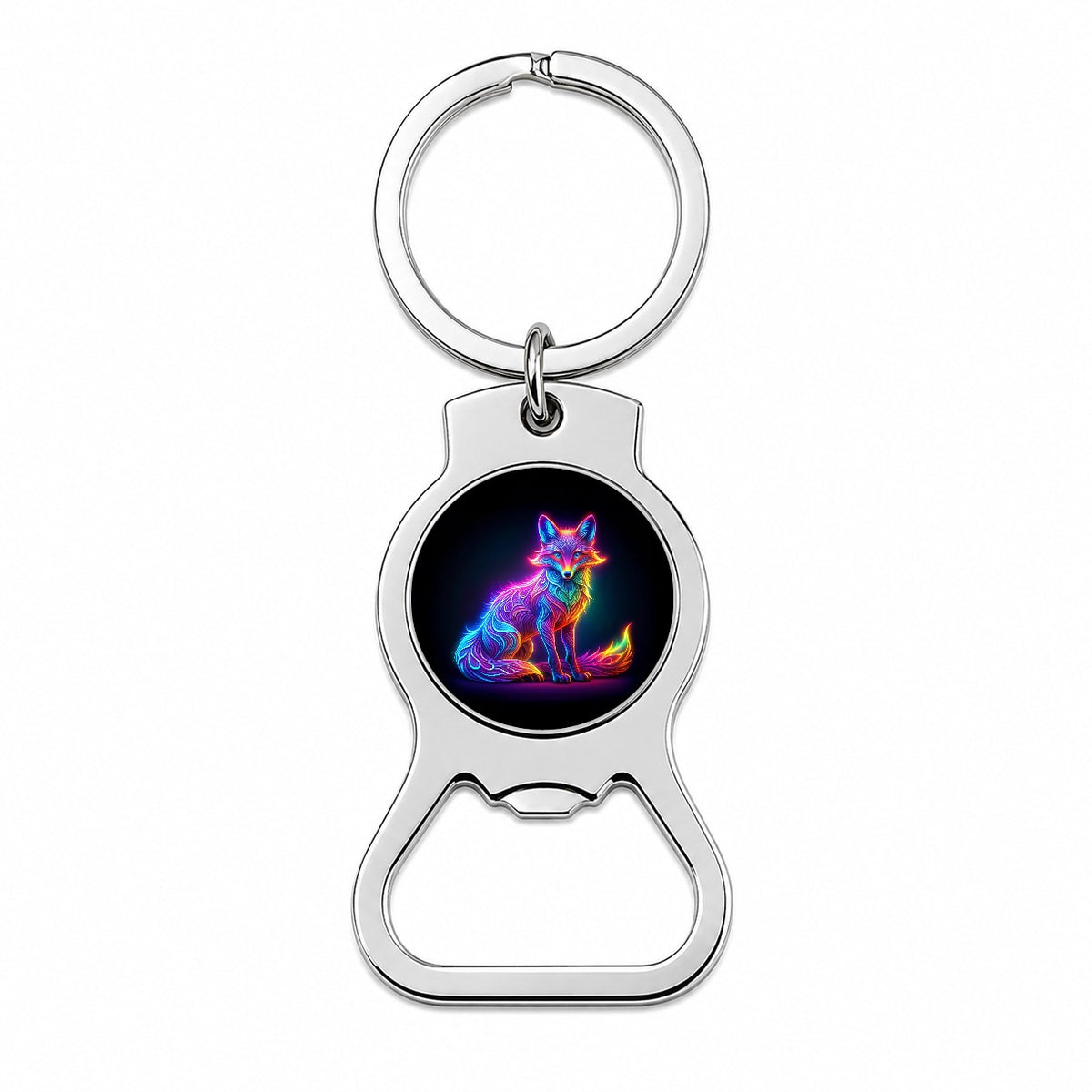 Neon Fox Bottle Opener Keychain