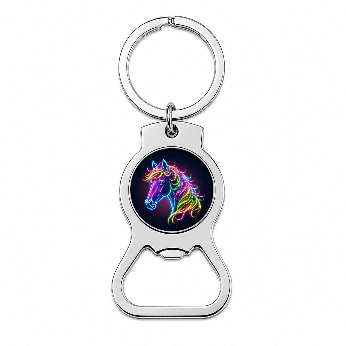 Neon Horse Head Bottle Opener Keychain