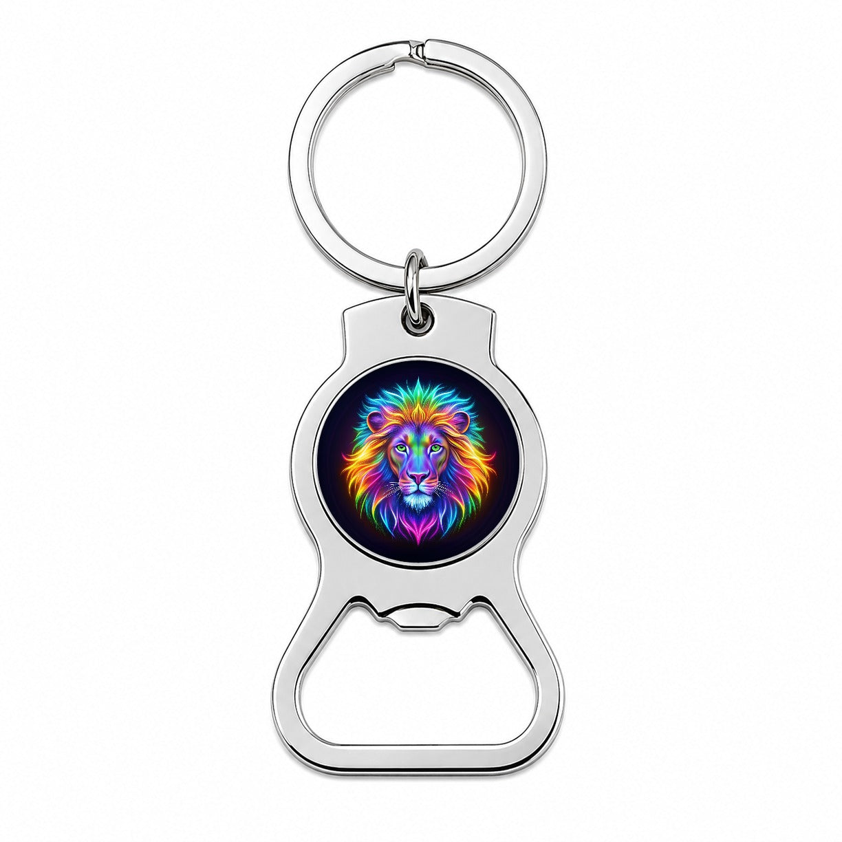 Neon Lion Bottle Opener Keychain