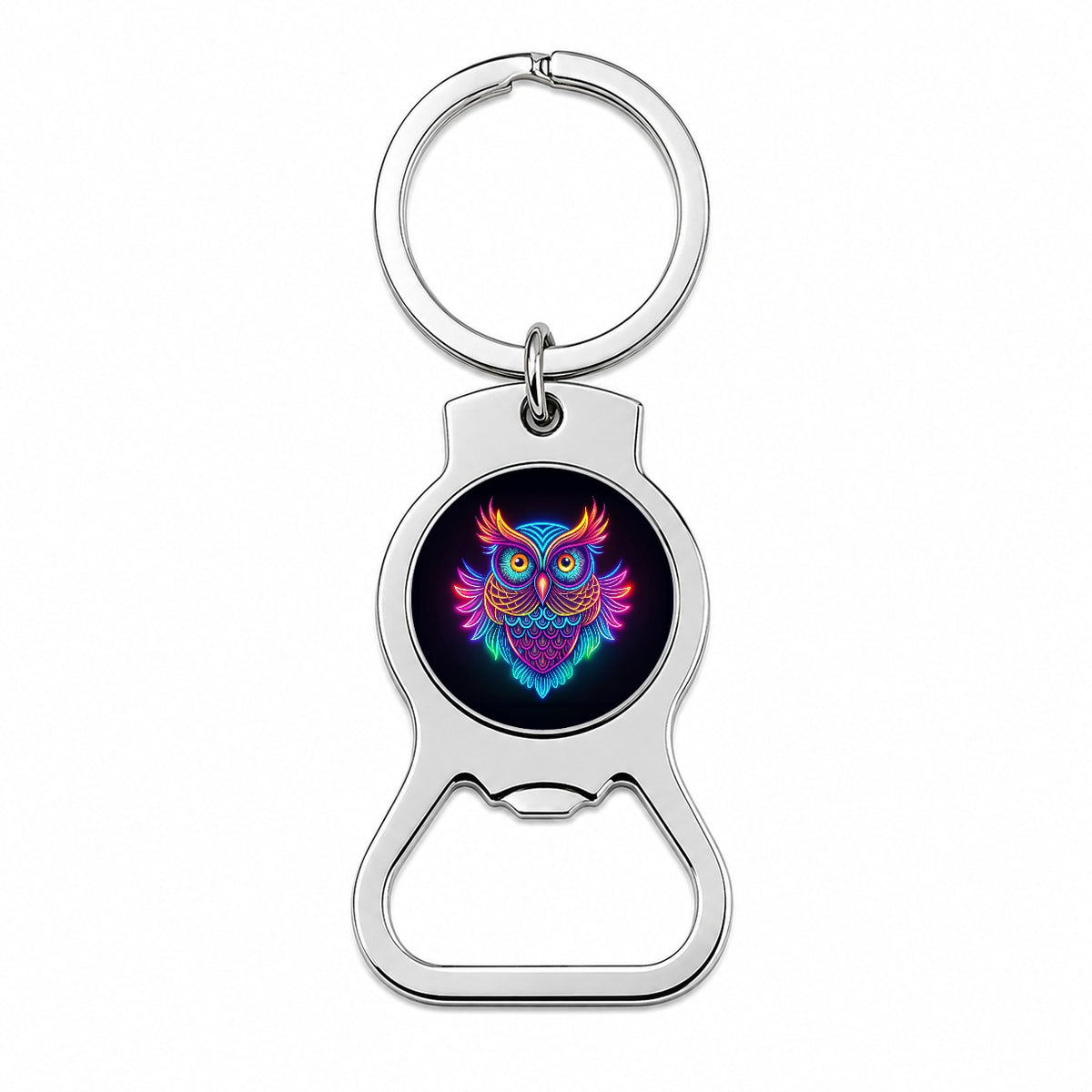 Neon Owl Bottle Opener Keychain