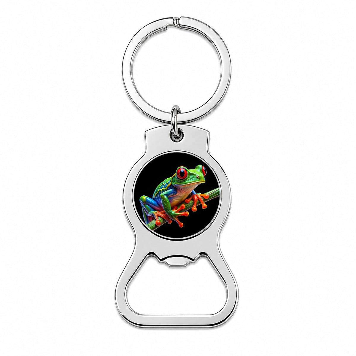Neon Red-Eyed Tree Frog Bottle Opener Keychain