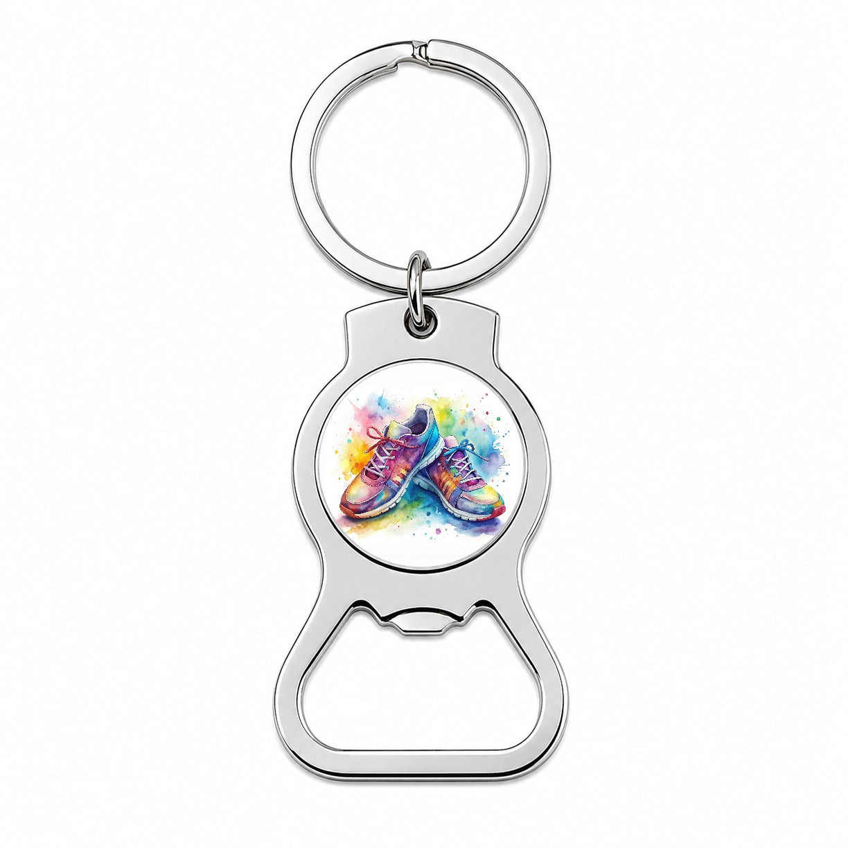 Pair Of Running Shoes Watercolor Bottle Opener Keychain