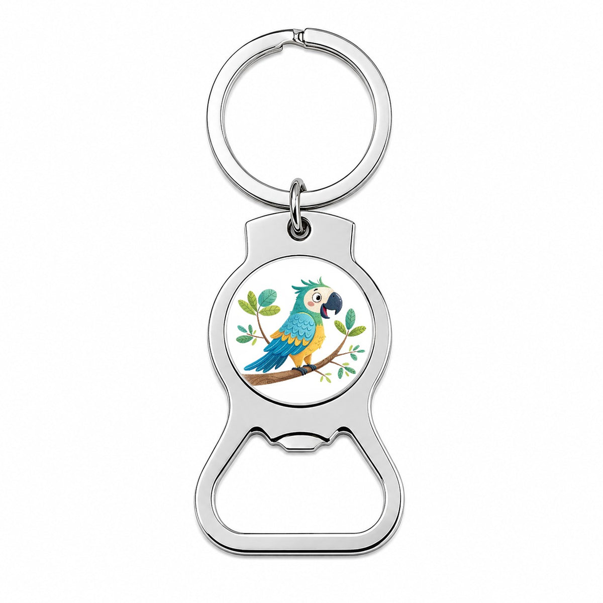Parrot Children's Illustration Style Bottle Opener Keychain