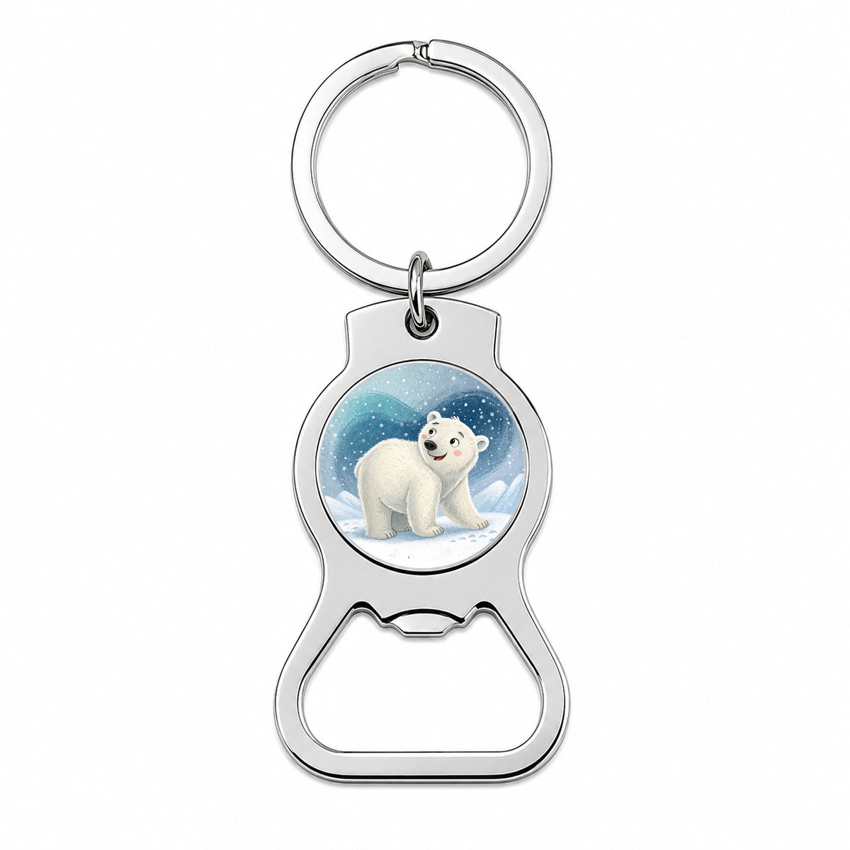 Polar Bear Children's Illustration Style Bottle Opener Keychain