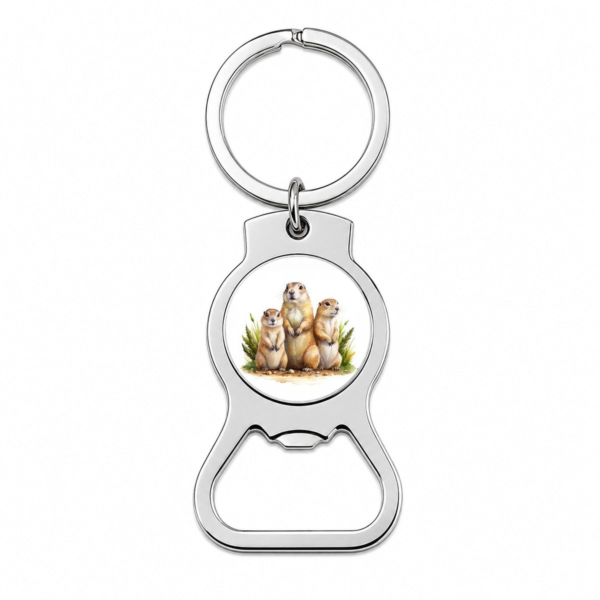 Prairie Dog Family Watercolor Bottle Opener Keychain