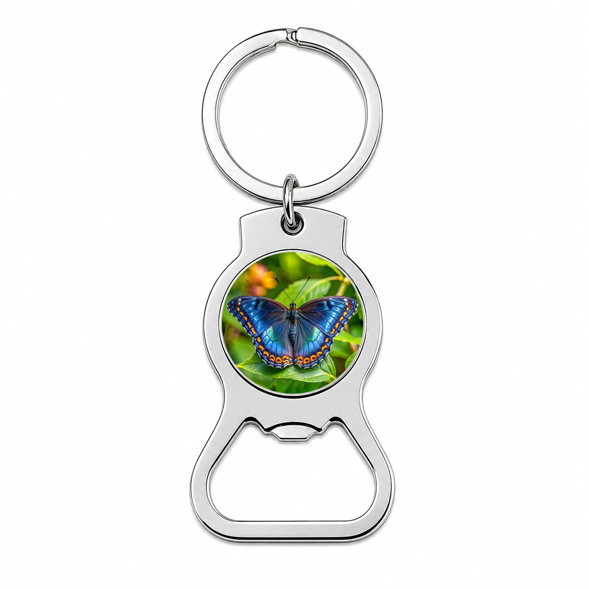 Pretty Blue Butterfly Bottle Opener Keychain