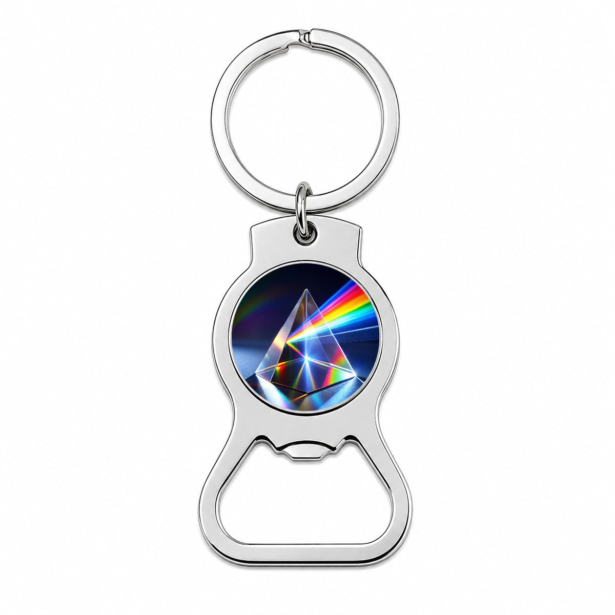 Pyramid Prism Refracted Rainbow Bottle Opener Keychain