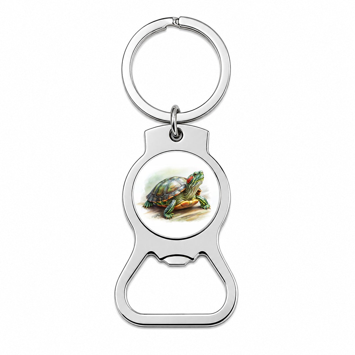 Red Eared Slider Turtle Watercolor Bottle Opener Keychain