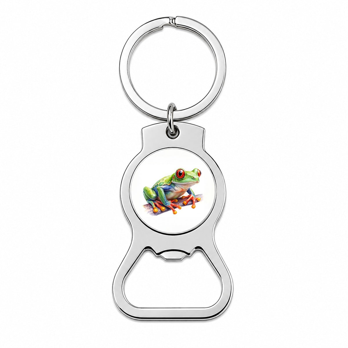 Red Eyed Tree Frog Watercolor Bottle Opener Keychain