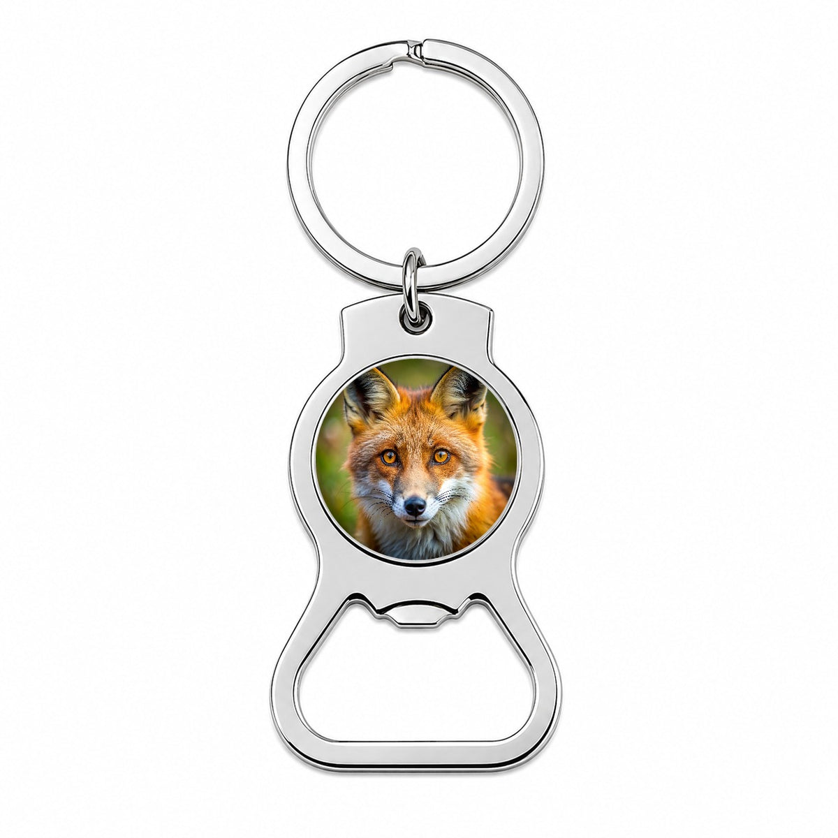 Red Fox Face Bottle Opener Keychain