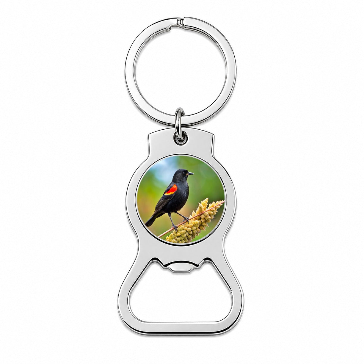 Red Winged Blackbird Backyard Bird Bottle Opener Keychain