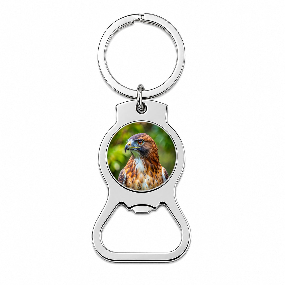 Red-Tailed Hawk Raptor Bird Of Prey Bottle Opener Keychain