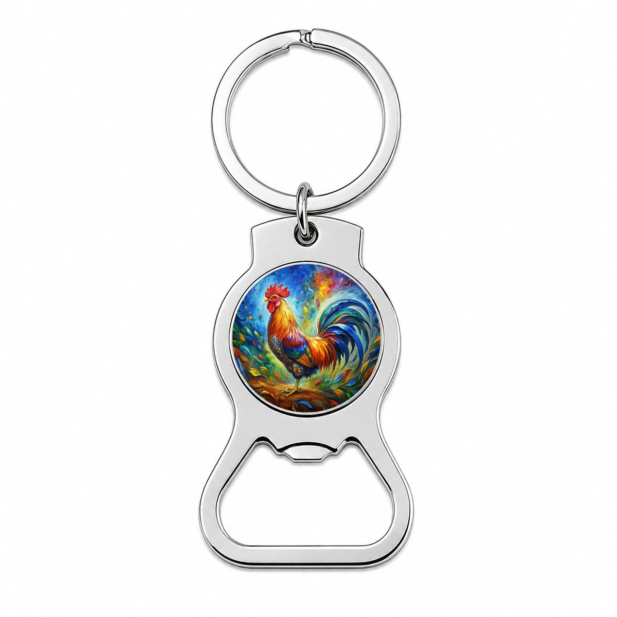 Rooster Abstract Art Bottle Opener Keychain