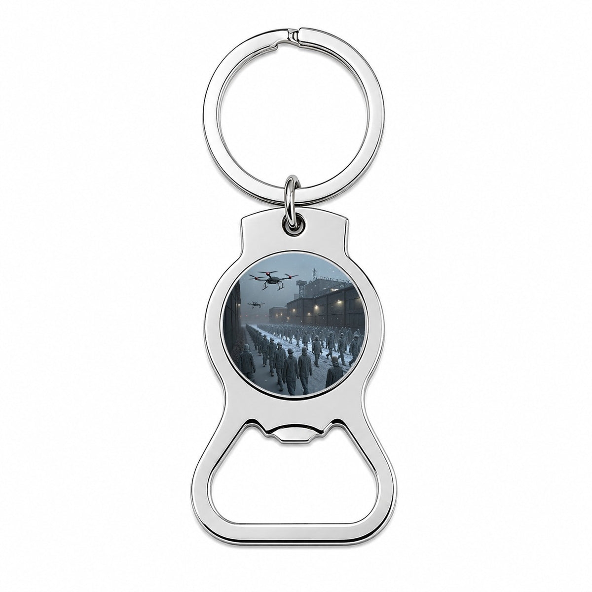 Sci-fi Futuristic Dystopian Society of Mindless Drones Bottle Opener Keychain