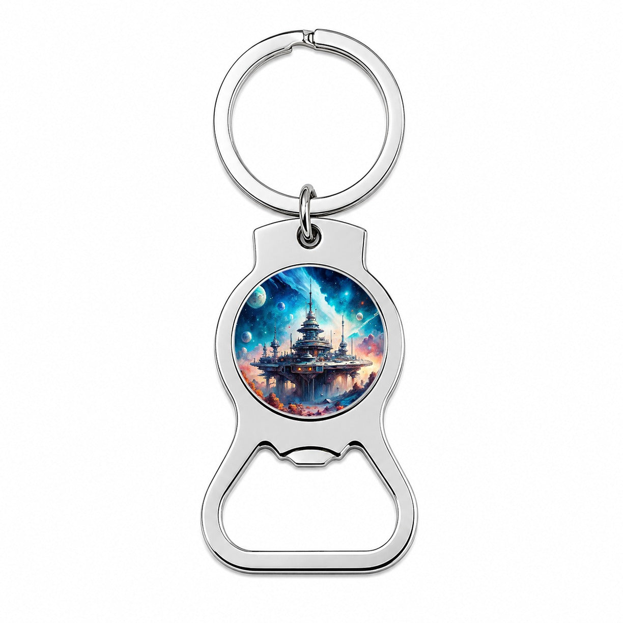 Sci-fi Military Space Station Bottle Opener Keychain