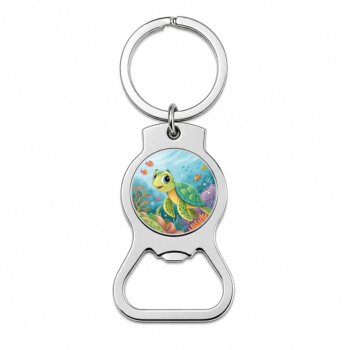 Sea Turtle Children's Illustration Style Bottle Opener Keychain