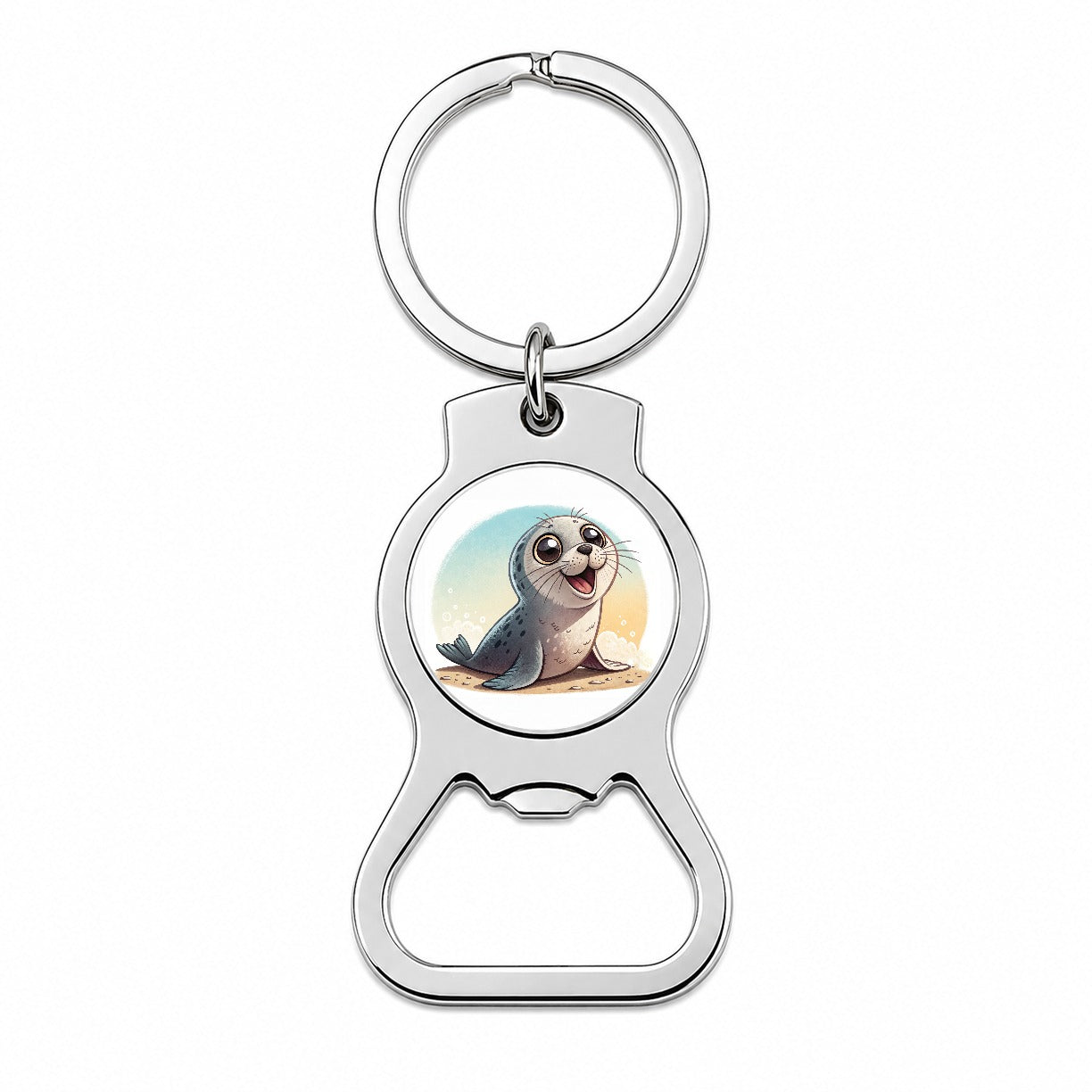 Seal Children's Illustration Style Bottle Opener Keychain