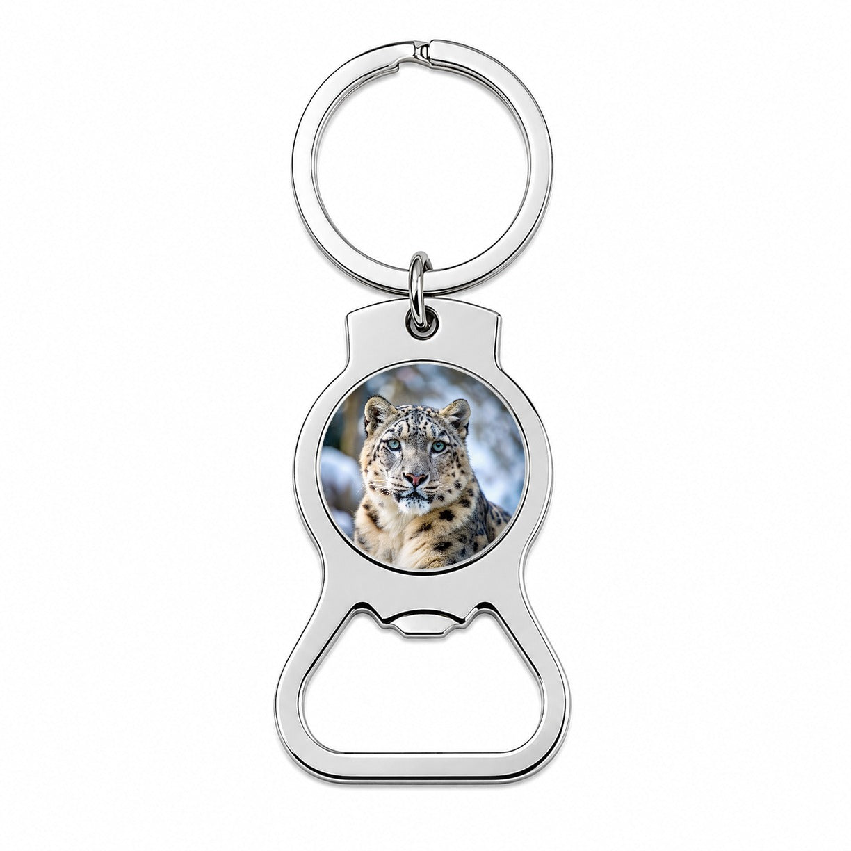 Snow Leopard Bottle Opener Keychain