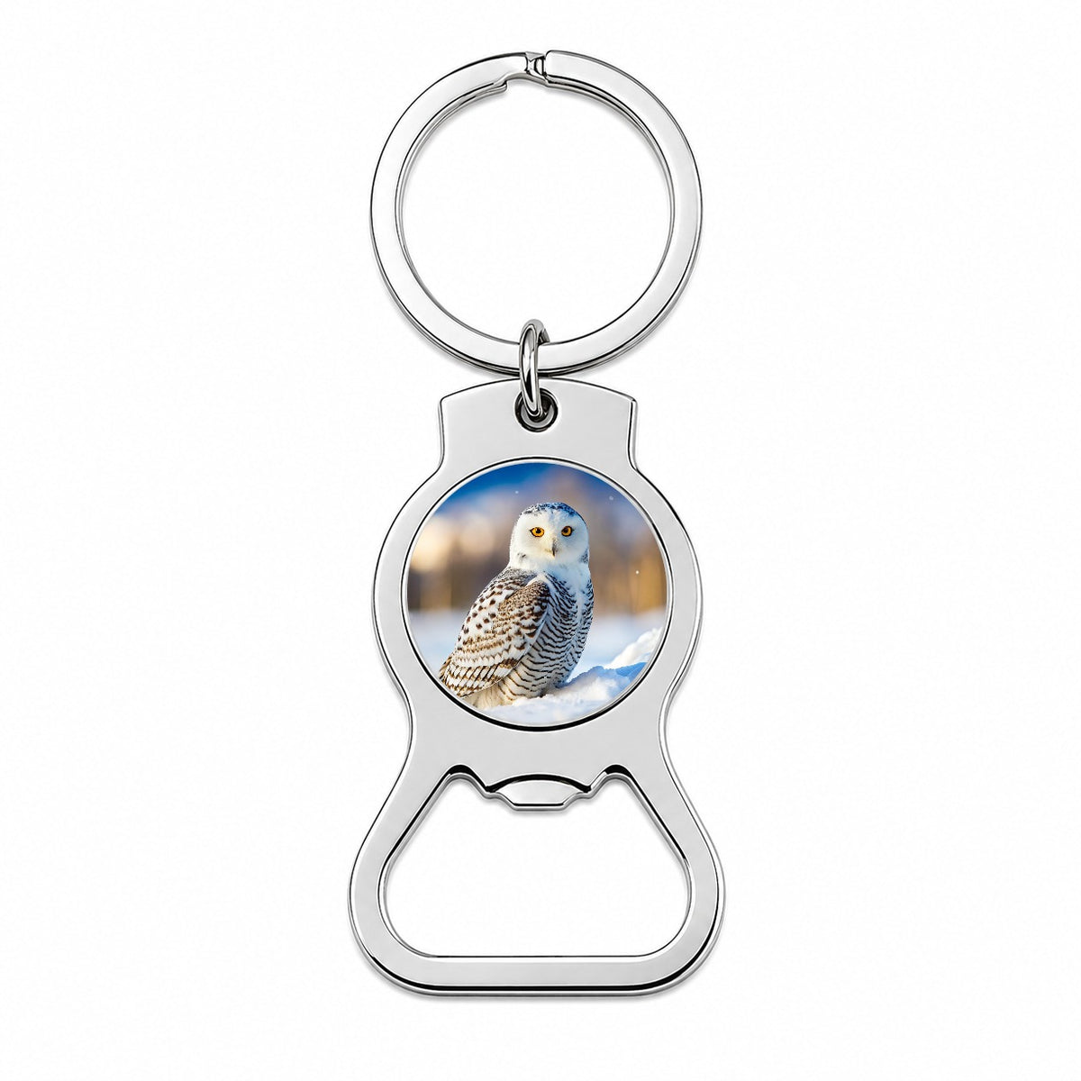 Snowy Owl Raptor Bird Of Prey Bottle Opener Keychain