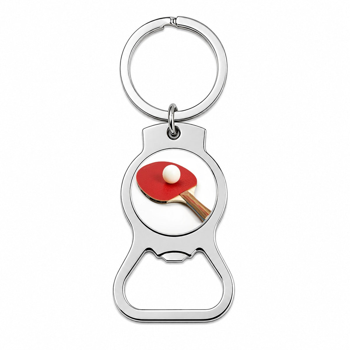 Table Tennis Ping Pong Paddle and Ball Bottle Opener Keychain
