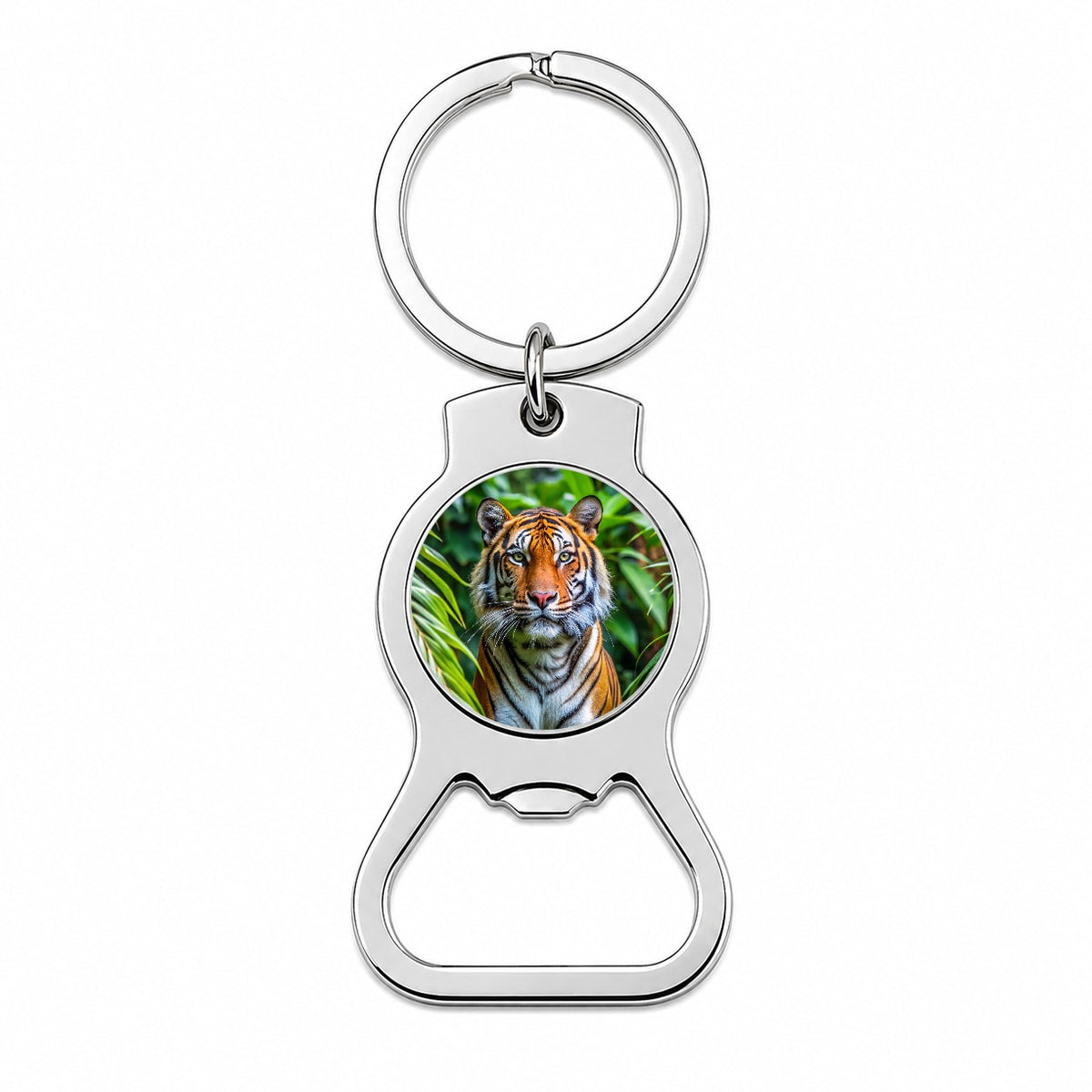 Tiger In The Jungle Bottle Opener Keychain