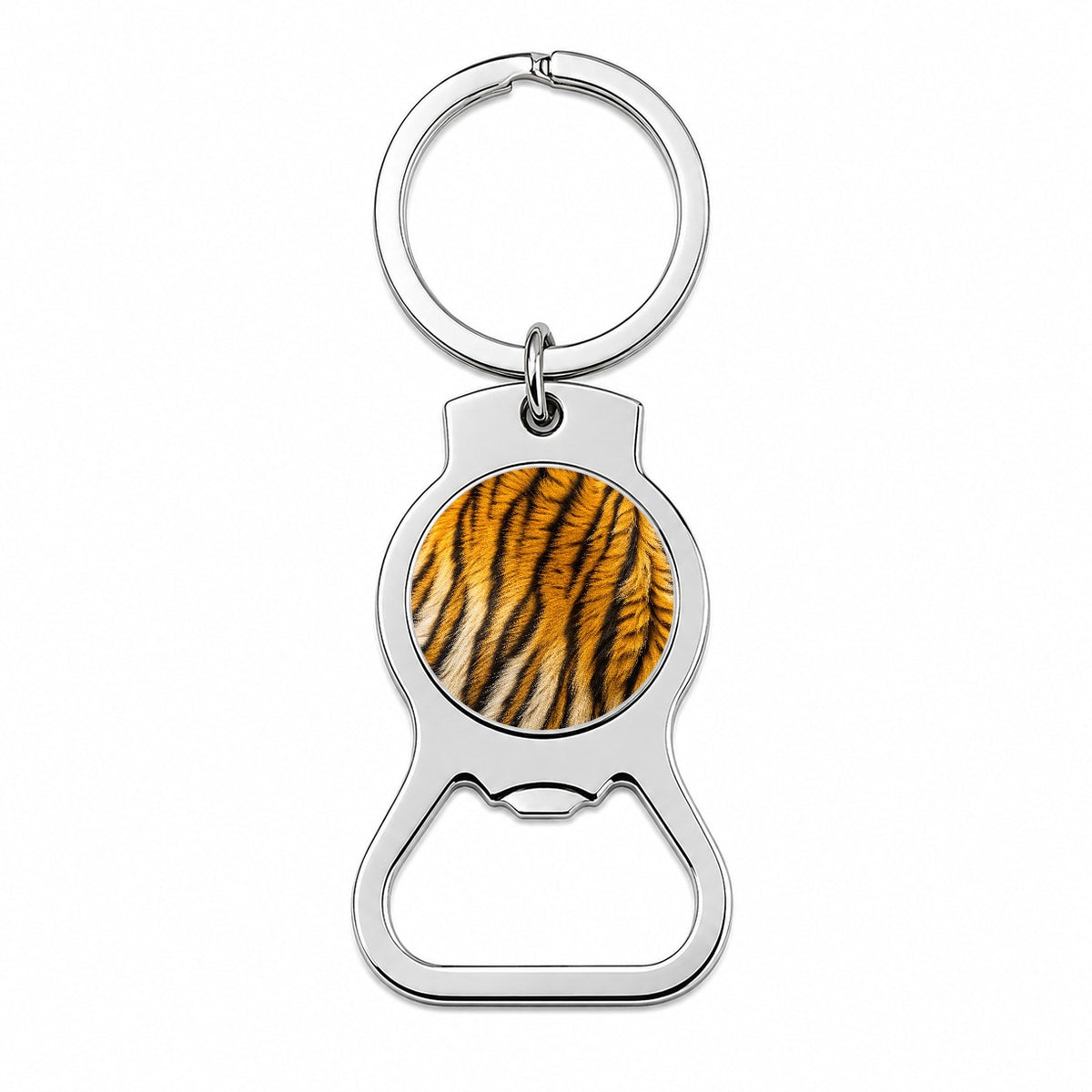 Tiger Stripes Fur Pattern Bottle Opener Keychain