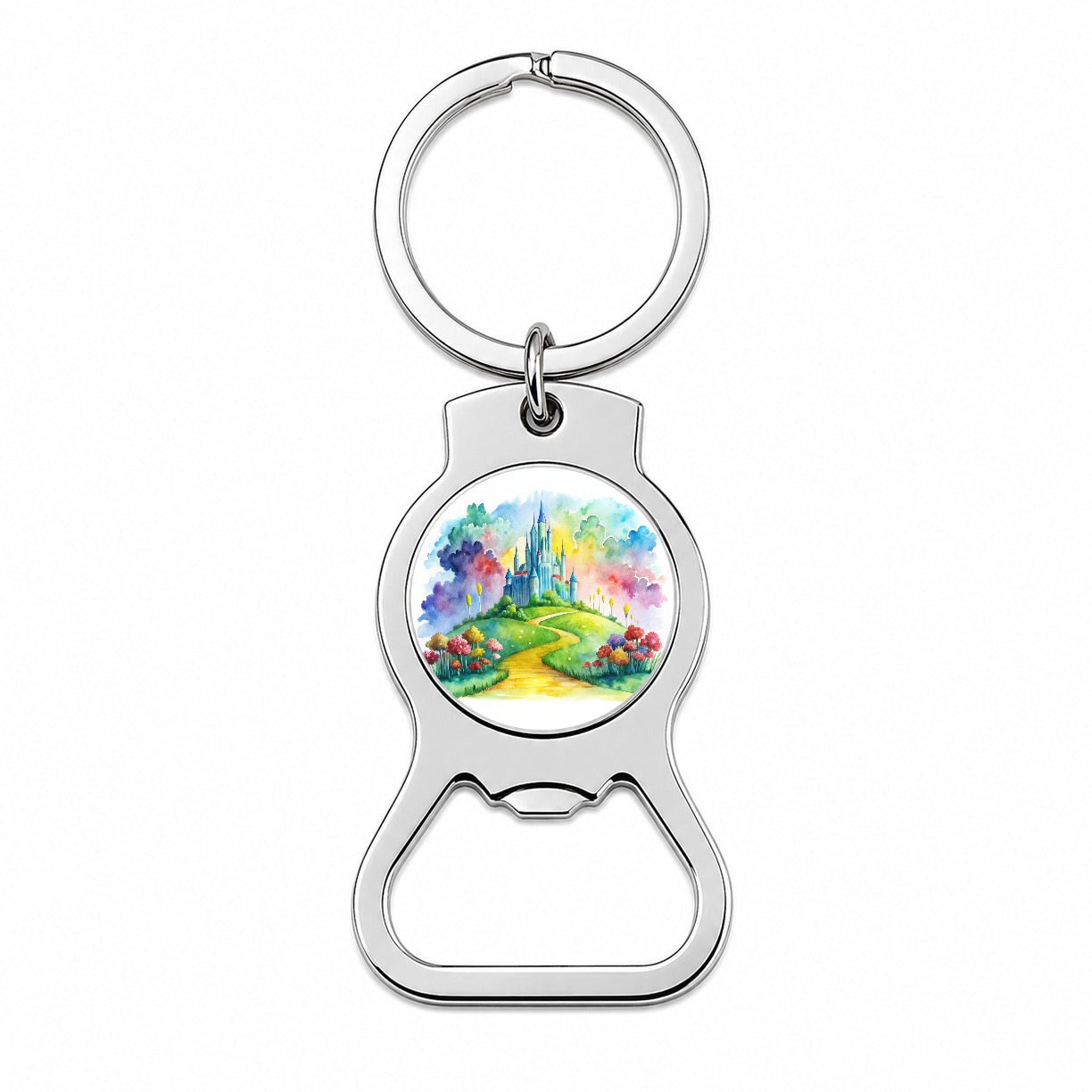 Emerald City Watercolor Bottle Opener Keychain