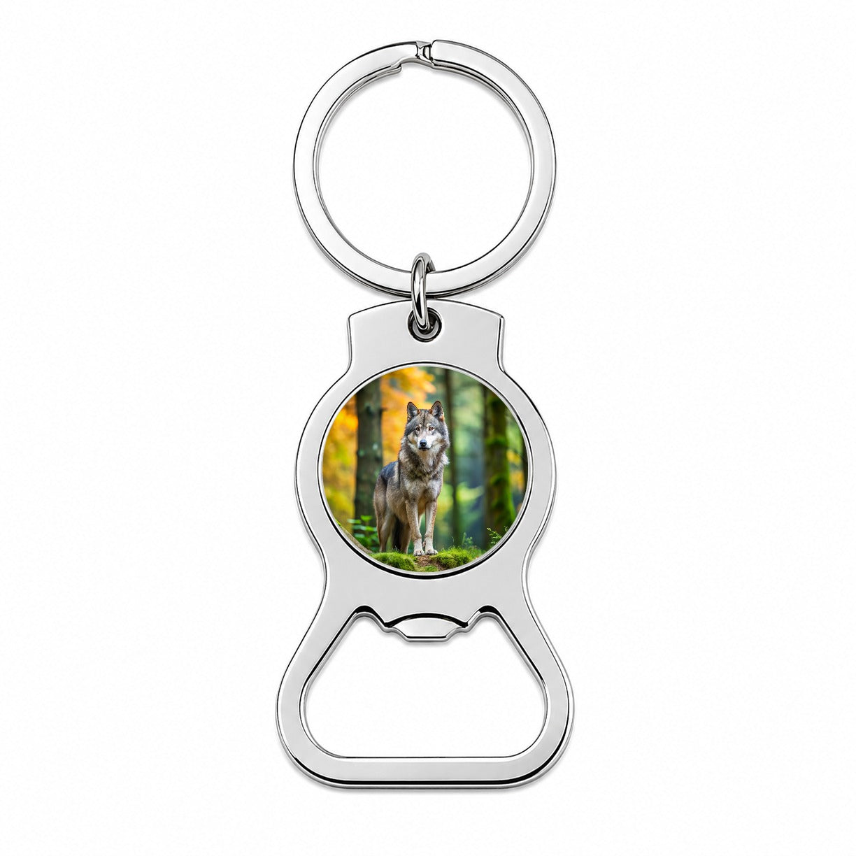 Wolf In The Forest Bottle Opener Keychain