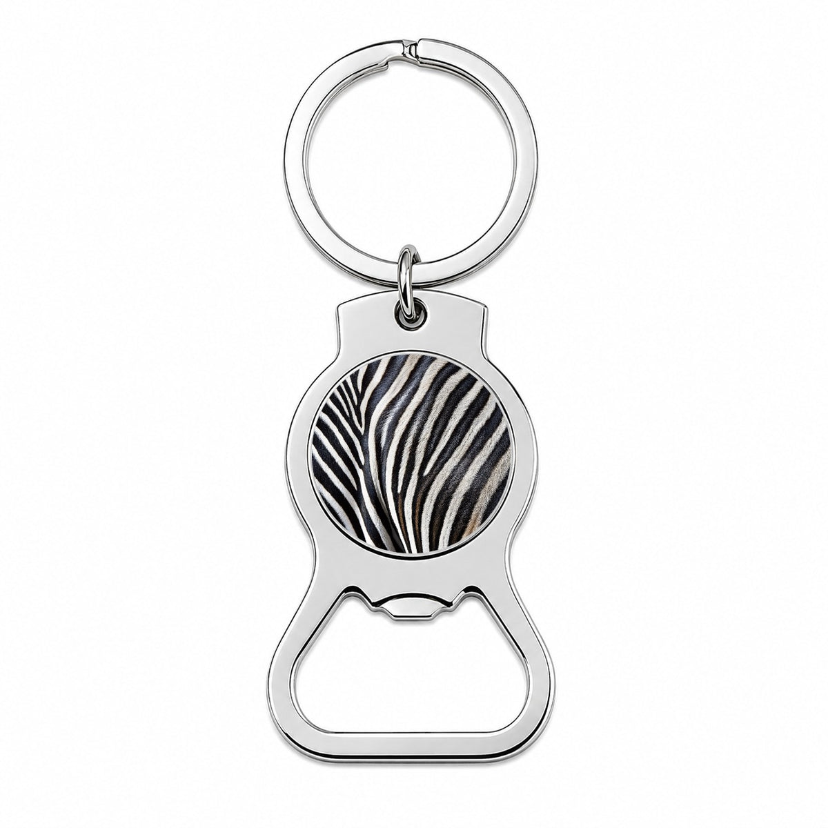 Zebra Black and White Stripes Pattern Bottle Opener Keychain