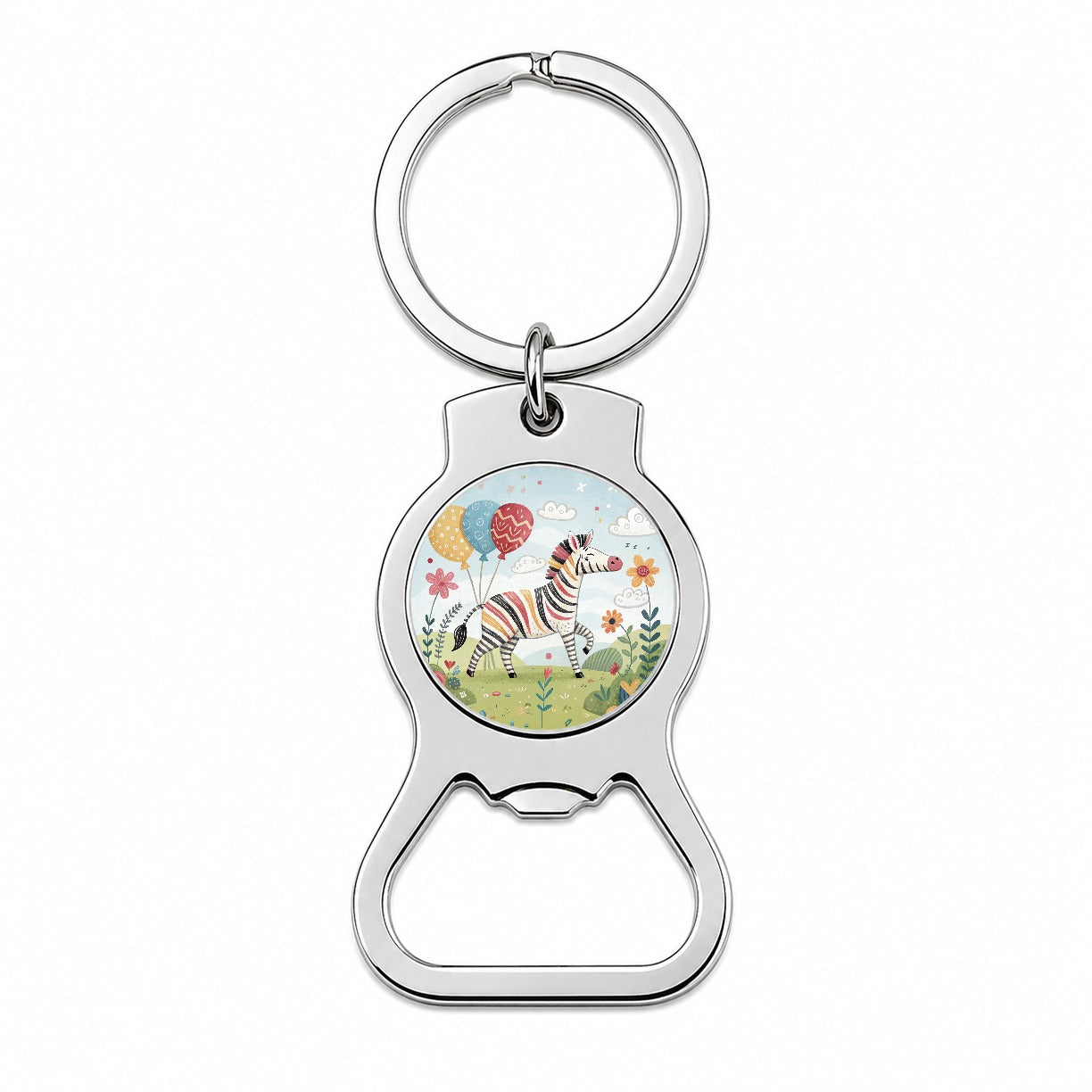 Zebra Children's Illustration Style Bottle Opener Keychain