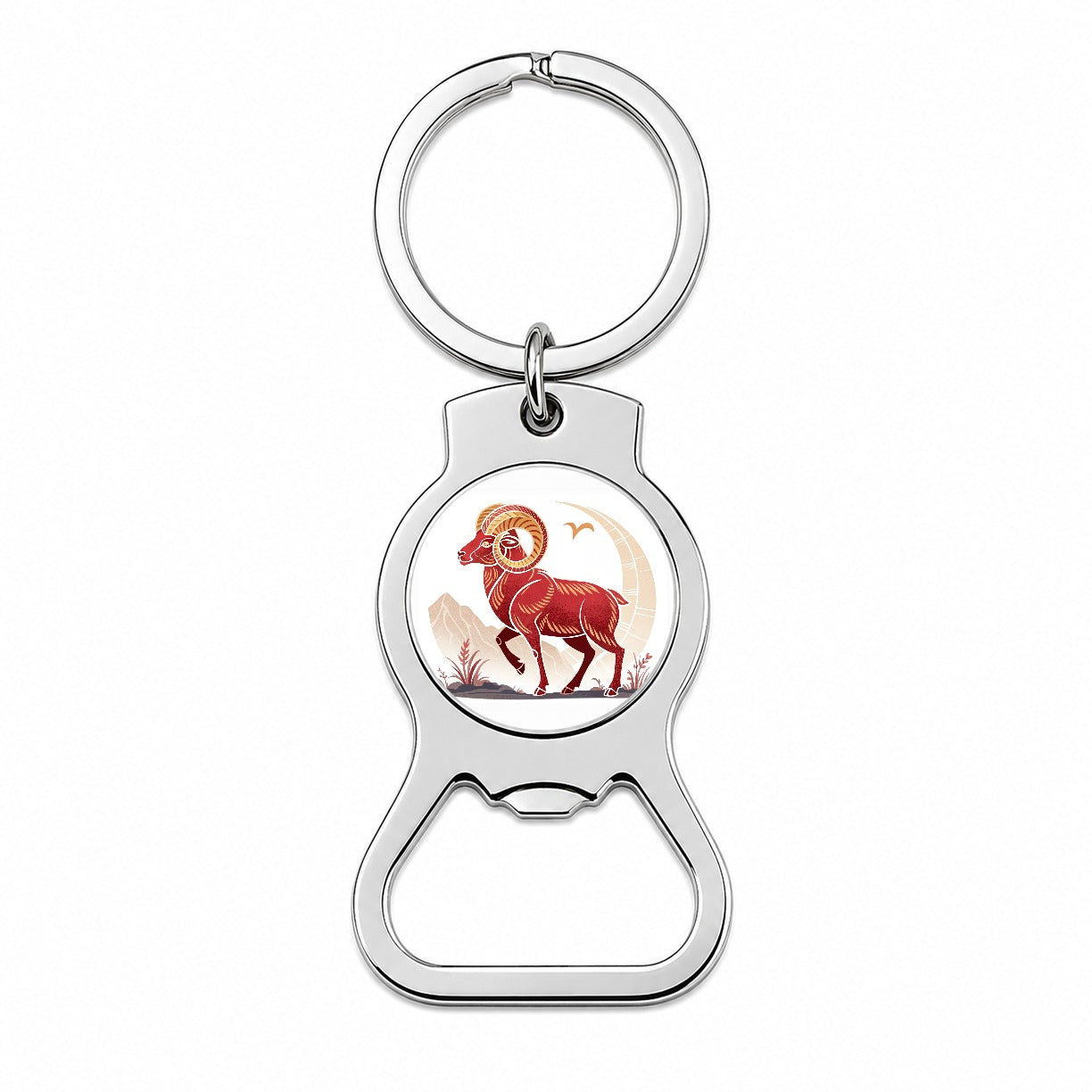 Zodiac Horoscope Symbol Aries Ram Bottle Opener Keychain