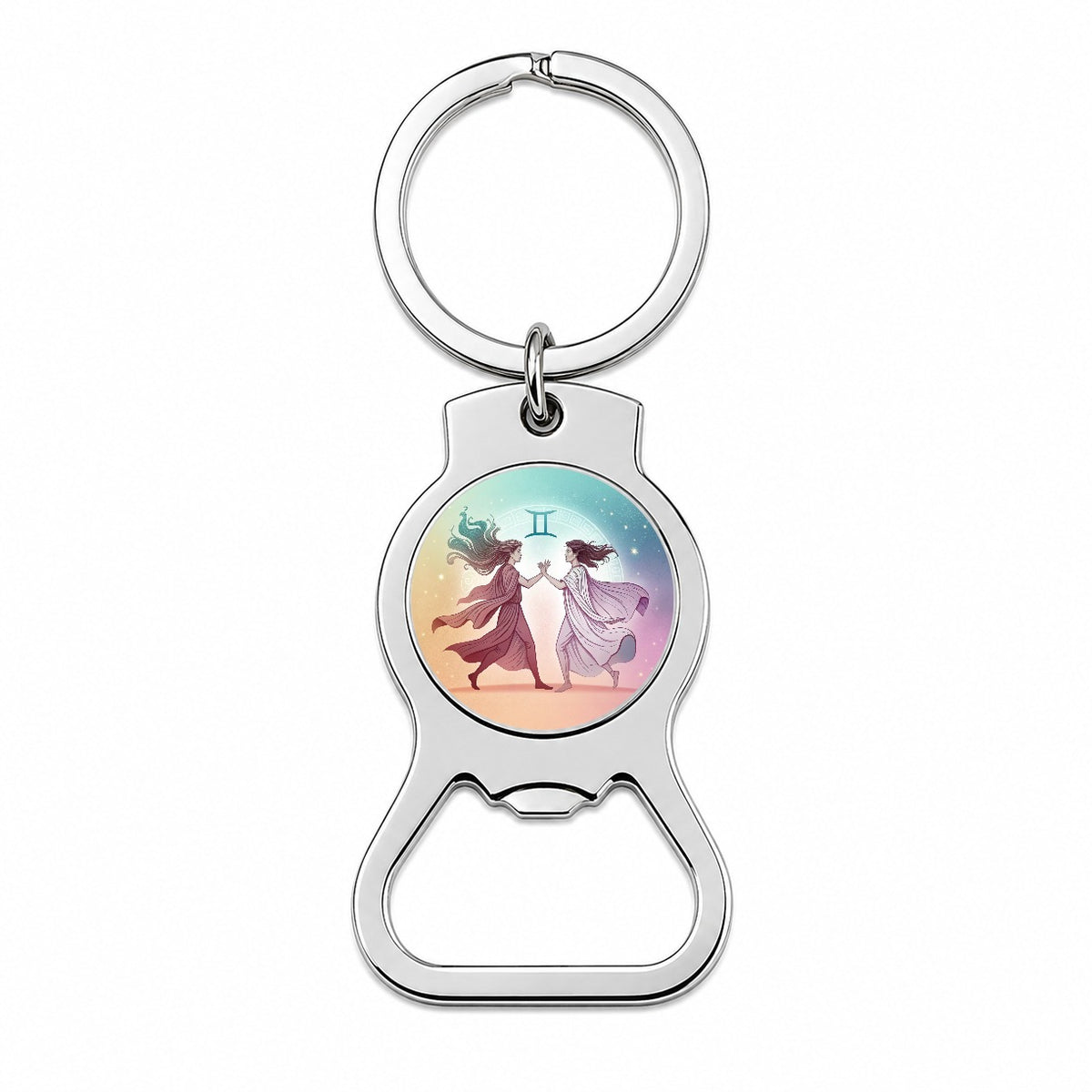 Zodiac Horoscope Symbol Gemini Twins Bottle Opener Keychain
