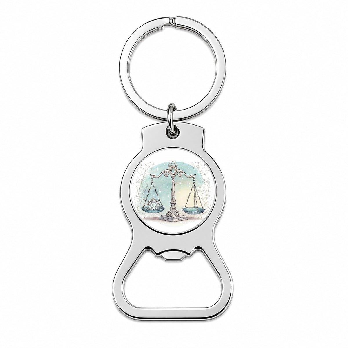 Zodiac Horoscope Symbol Libra Scales Bottle Opener Keychain