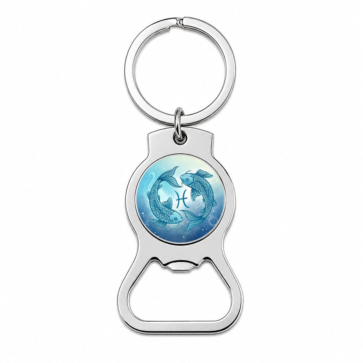 Zodiac Horoscope Symbol Pisces Fish Bottle Opener Keychain