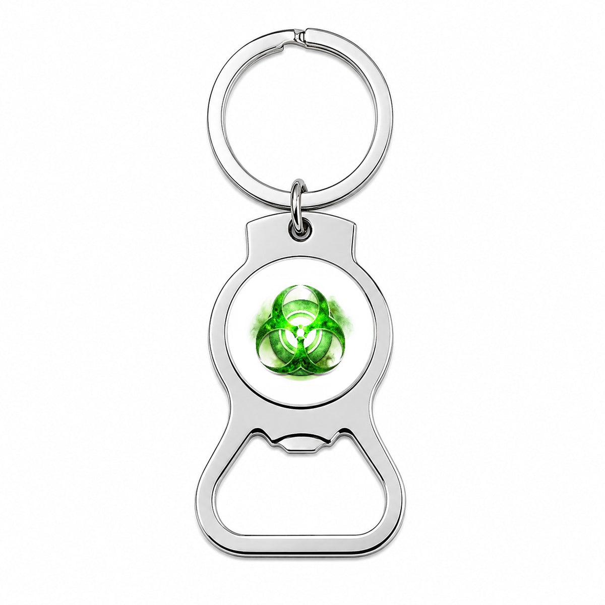 Zombie Outbreak Green Toxic Symbol Bottle Opener Keychain