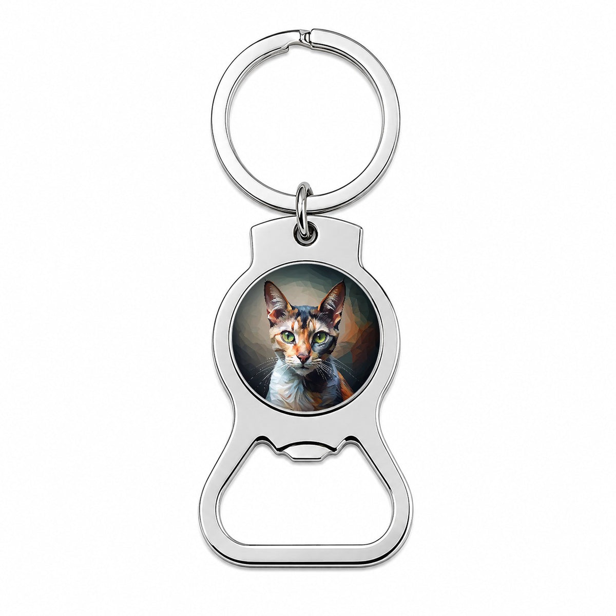 Calico Cat Abstract Stylized Art Bottle Opener Keychain