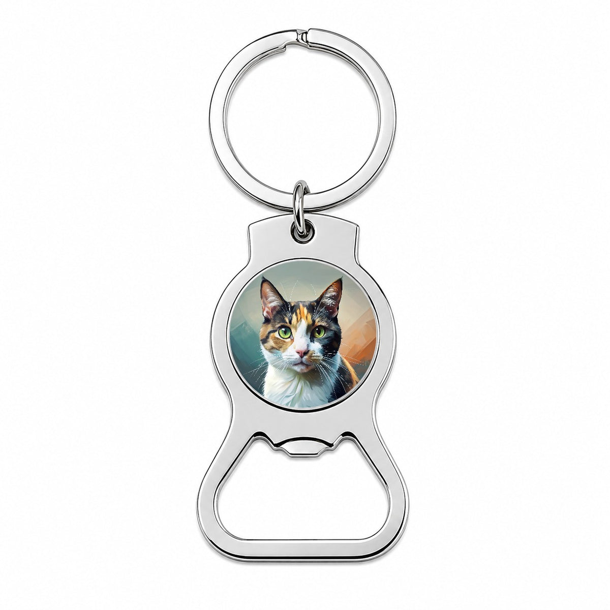 Calico Cat Contemporary Art Bottle Opener Keychain