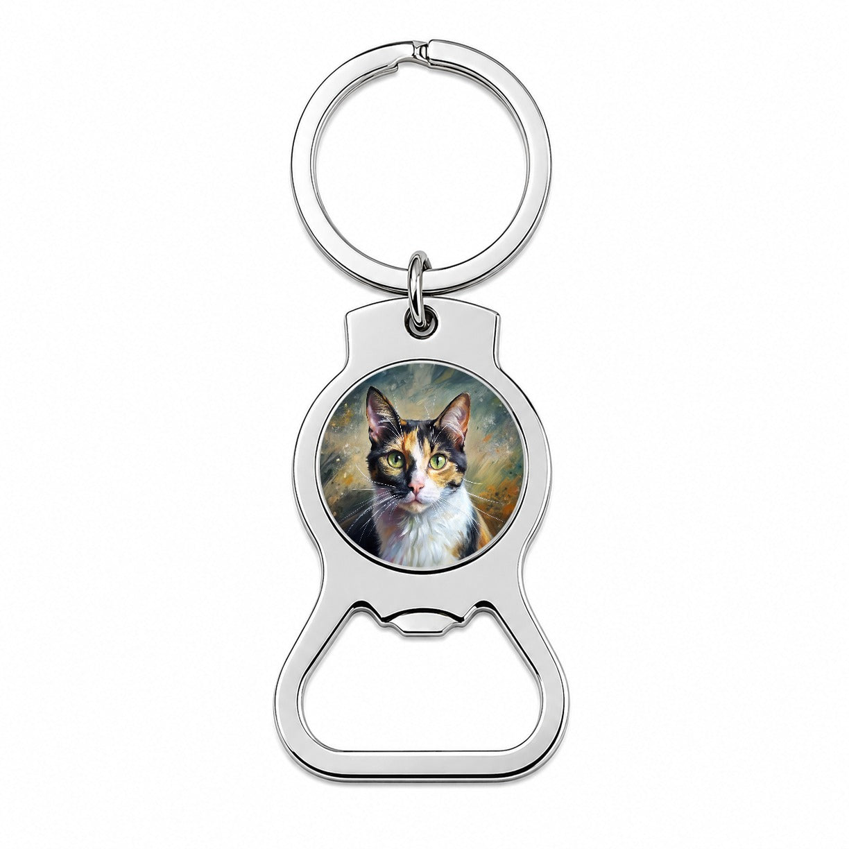 Calico Cat Expressionism Art Bottle Opener Keychain