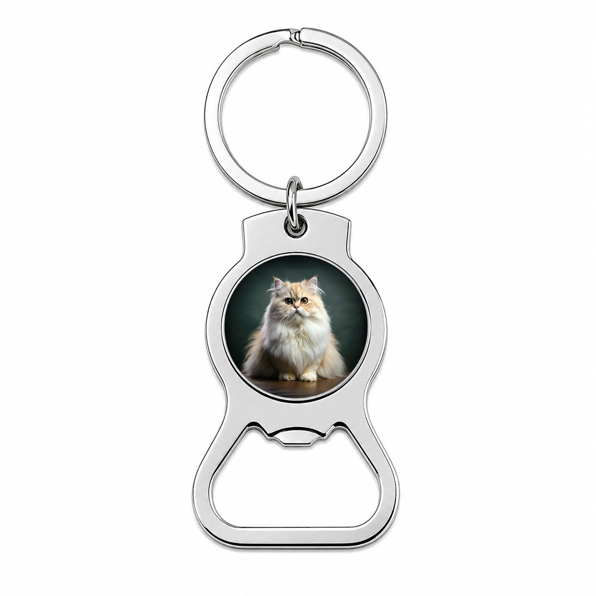 Persian Cat Photo Bottle Opener Keychain