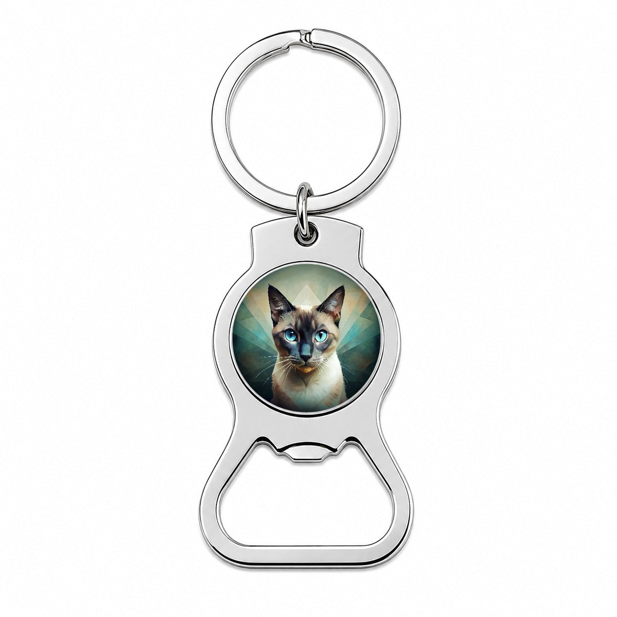 Siamese Cat Abstract Stylized Art Bottle Opener Keychain