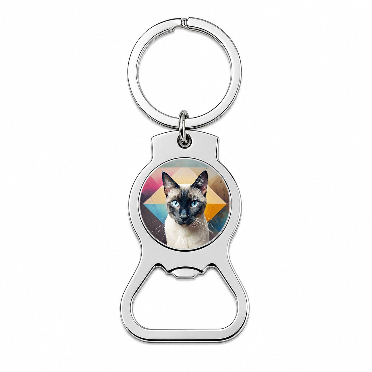 Siamese Cat Contemporary Art Bottle Opener Keychain