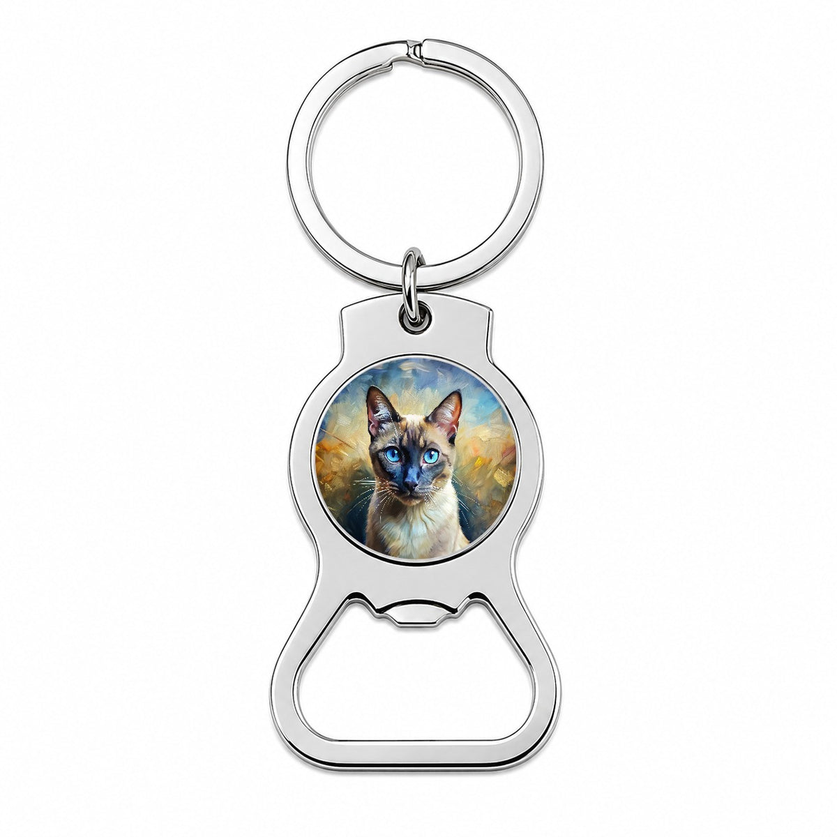 Siamese Cat Expressionism Art Bottle Opener Keychain
