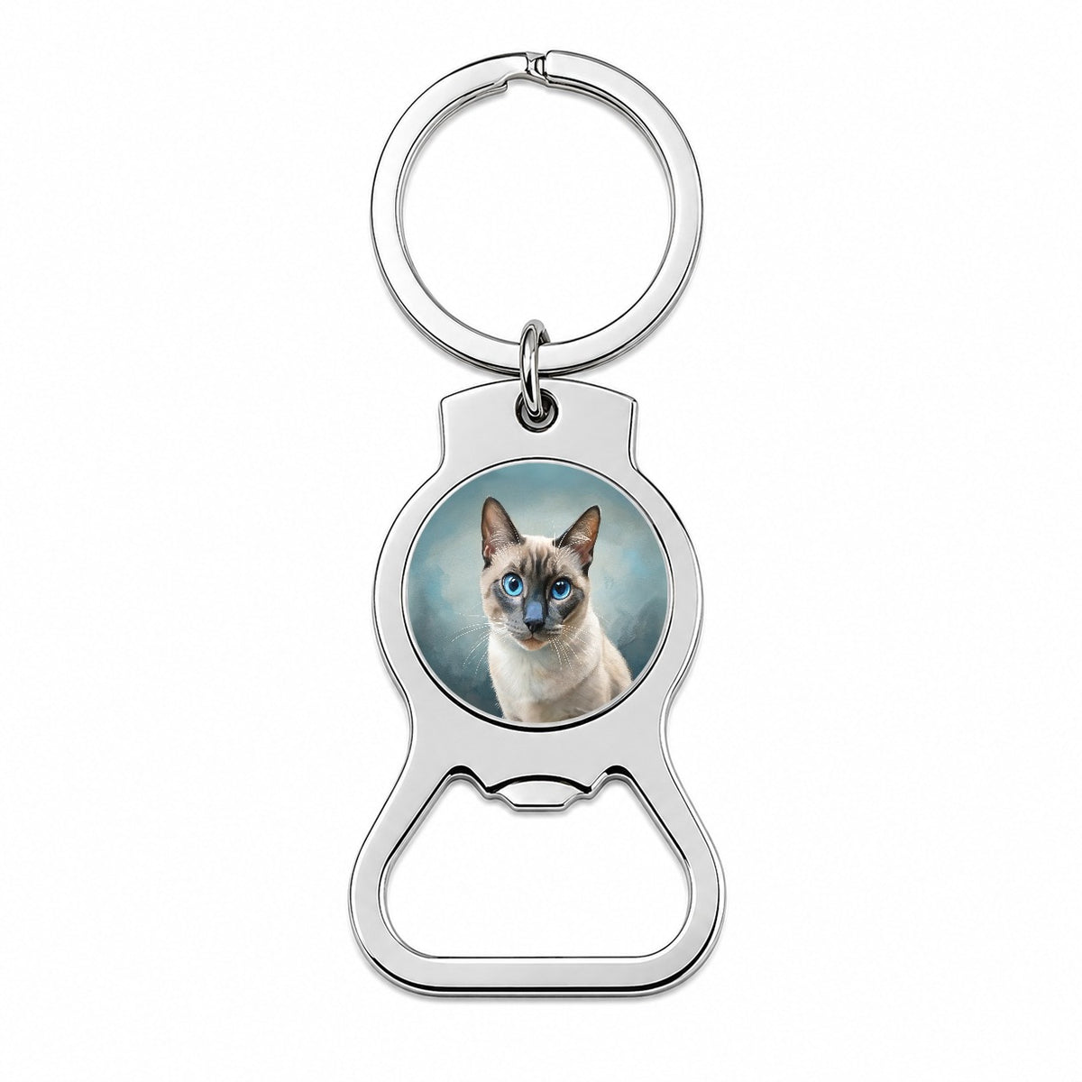 Siamese Cat Illustration Bottle Opener Keychain