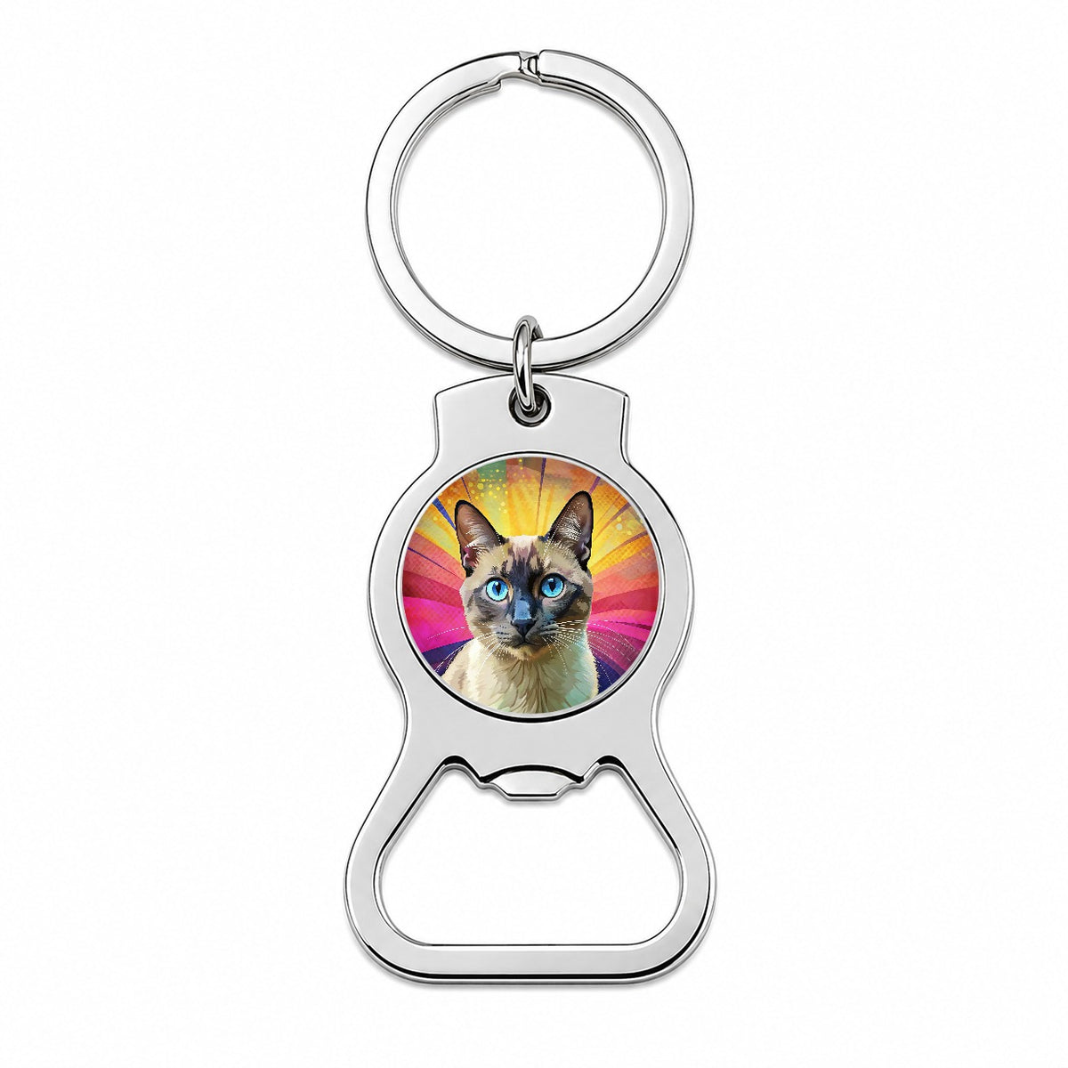 Siamese Cat Pop Art Bottle Opener Keychain