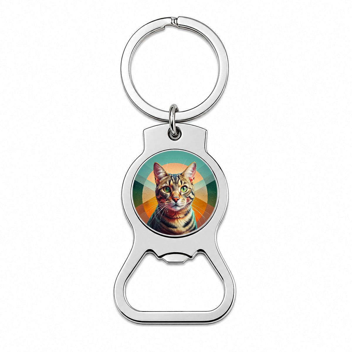 Tabby Cat Contemporary Art Bottle Opener Keychain