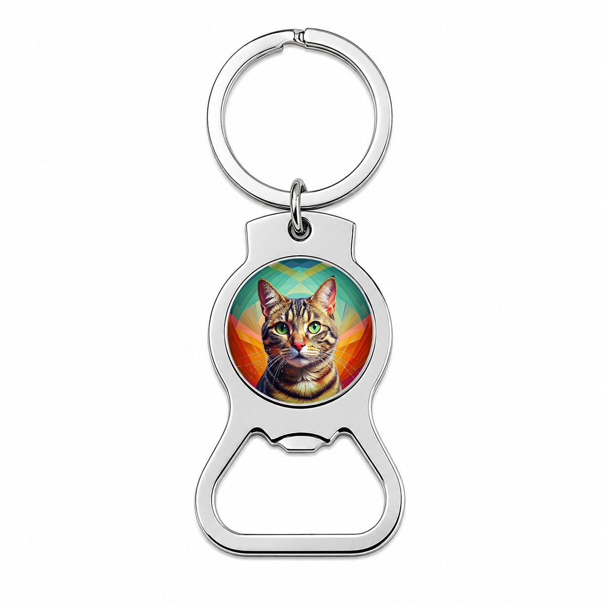 Tabby Cat Pop Art Bottle Opener Keychain