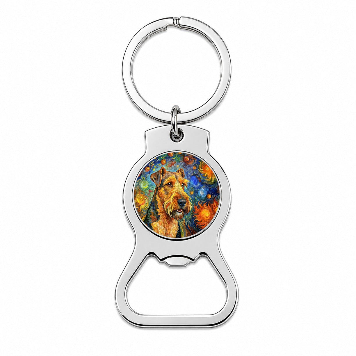 Airedale Terrier Dog Abstract Art Bottle Opener Keychain